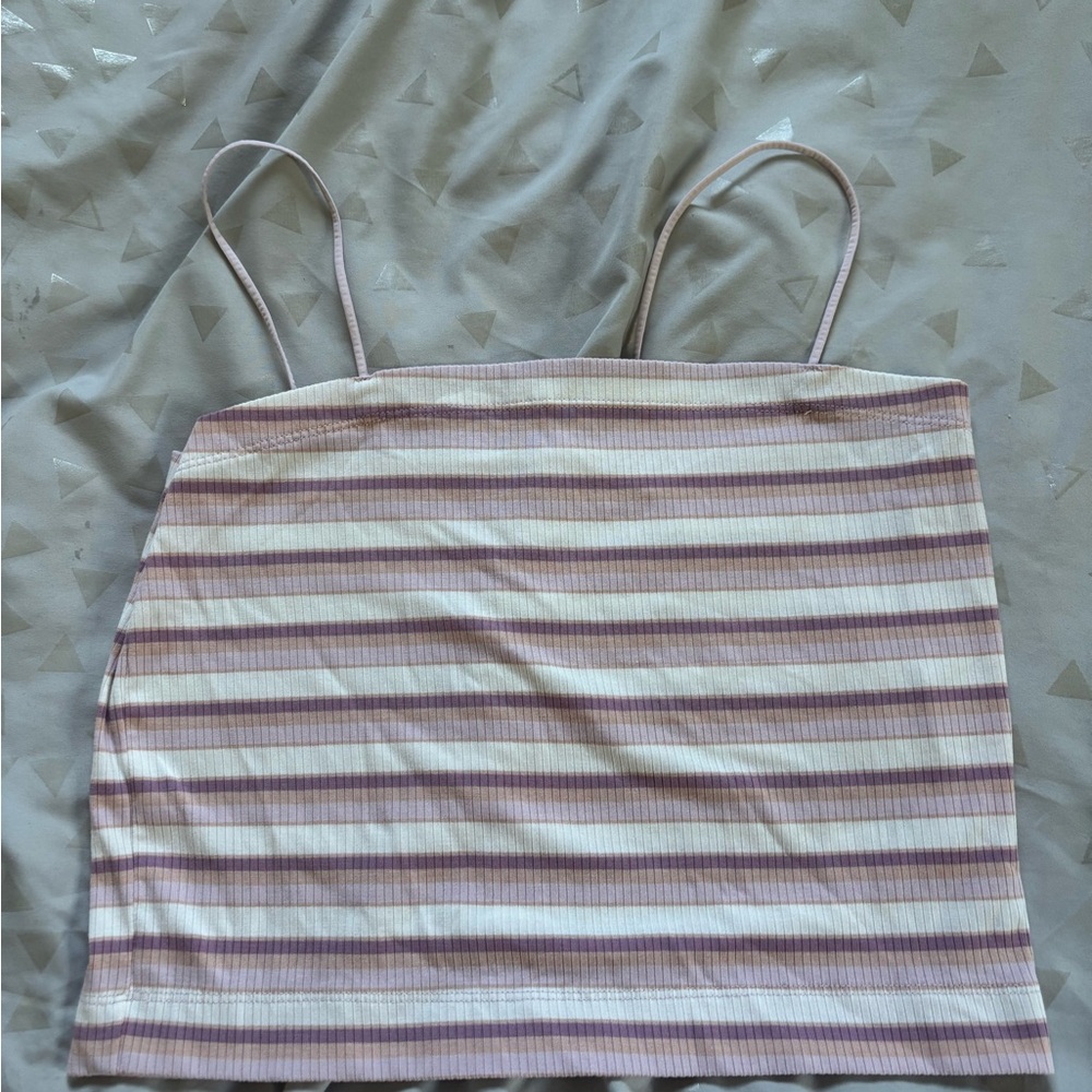 Striped Purple and White Crop Top